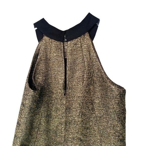 LK Bennett DR Thelda Gold Metallic Jacquard Shift Dress Size 2 - Picture 6 of 9